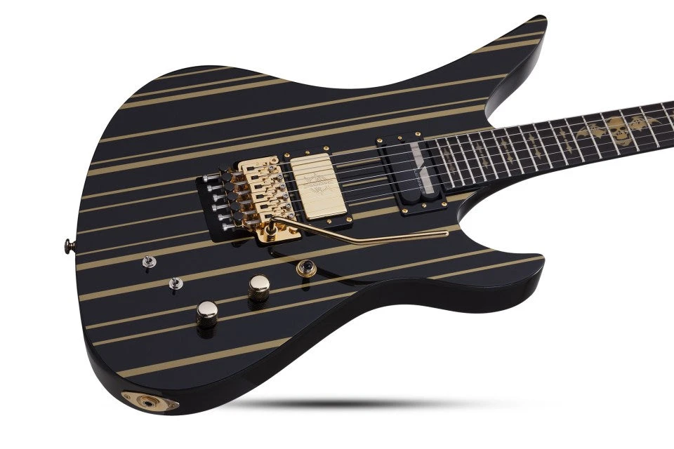 Schecter Synyster Gates Custom-S W/ SUSTAINIAC 6 String Electric Guitar Black Gold Stripes 1742-SHC 2 Schecter Synyster Gates Custom-S W/ SUSTAINIAC 6 String Electric Guitar Black Gold Stripes 1742-SHC - Image 2