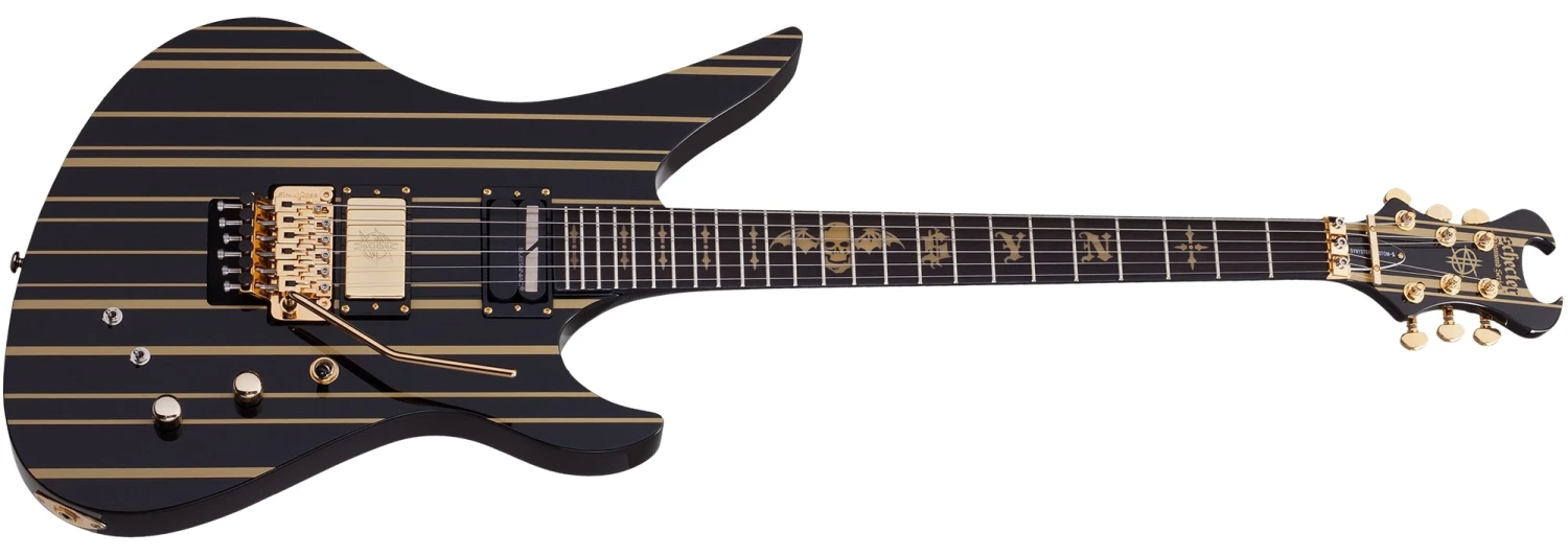 Schecter Synyster Gates Custom-S W/ SUSTAINIAC 6 String Electric Guitar Black Gold Stripes 1742-SHC 1 Schecter Synyster Gates Custom-S W/ SUSTAINIAC 6 String Electric Guitar Black Gold Stripes 1742-SHC