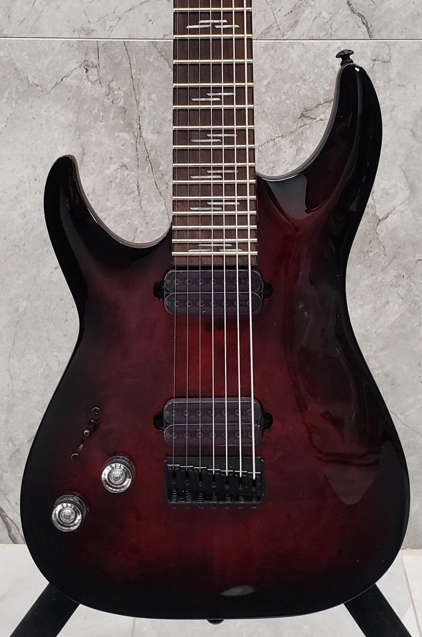 Schecter Omen Elite-7 Left Handed 7-String Electric Guitar Black Cherry Burst 2461-SHC 3 Schecter Omen Elite-7 Left Handed 7-String Electric Guitar Black Cherry Burst 2461-SHC - Image 3