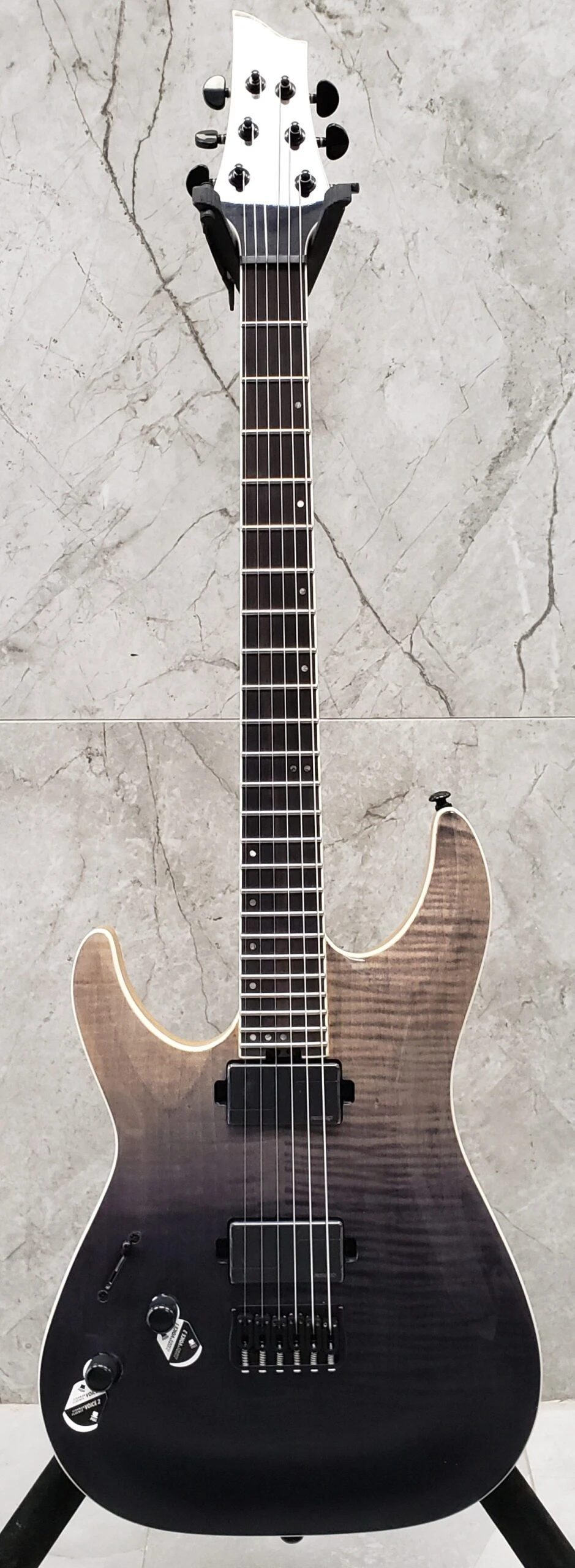 Schecter C-1 SLS ELITE Left Handed With Swamp Ash Body Flamed Maple Top, Black Fade Burst 1360-SHC 8 Schecter C-1 SLS ELITE Left Handed With Swamp Ash Body Flamed Maple Top, Black Fade Burst 1360-SHC - Image 8