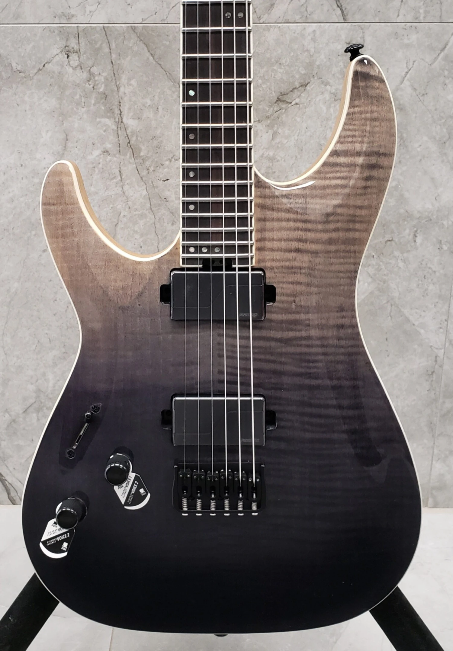 Schecter C-1 SLS ELITE Left Handed With Swamp Ash Body Flamed Maple Top, Black Fade Burst 1360-SHC 4 Schecter C-1 SLS ELITE Left Handed With Swamp Ash Body Flamed Maple Top, Black Fade Burst 1360-SHC - Image 4