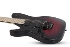 Schecter Miles Dimitri Baker-7 FR Left-Handed Electric Guitar, Crimson Red Burst Satin 2138-SHC -L.A MUSIC Instruments 2138 SHC hqw 2