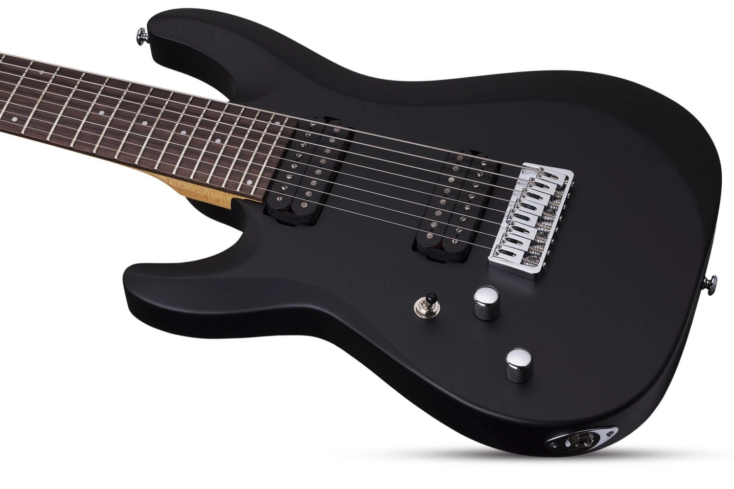 Schecter Left Handed C-8 DELUXE-LH-SBK Satin Black 8 String Guitar With Schecter Diamond Plus 442-SHC 2 Schecter Left Handed C-8 DELUXE-LH-SBK Satin Black 8 String Guitar With Schecter Diamond Plus 442-SHC - Image 2