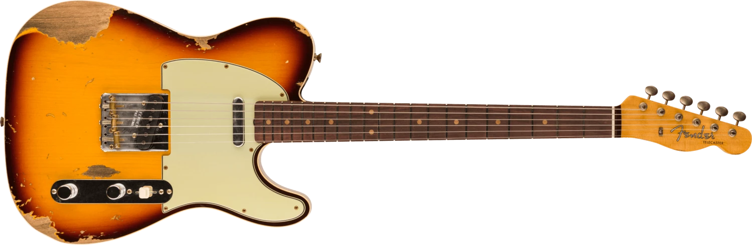Fender Custom Shop 1960 Telecaster Custom Heavy Relic 3A Rosewood Fingerboard, Super Faded Aged Chocolate 3-Color Sunburst 9236091078 1 Fender Custom Shop 1960 Telecaster Custom Heavy Relic 3A Rosewood Fingerboard, Super Faded Aged Chocolate 3-Color Sunburst 9236091078