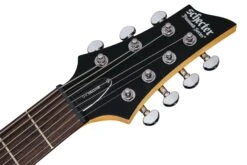 Schecter C-7-DELUXE-SBK Satin Black 7 String Guitar With Schecter Diamond Plus 437-SHC -L.A MUSIC Instruments C 7 DELUXE SBK HEADSTOCK