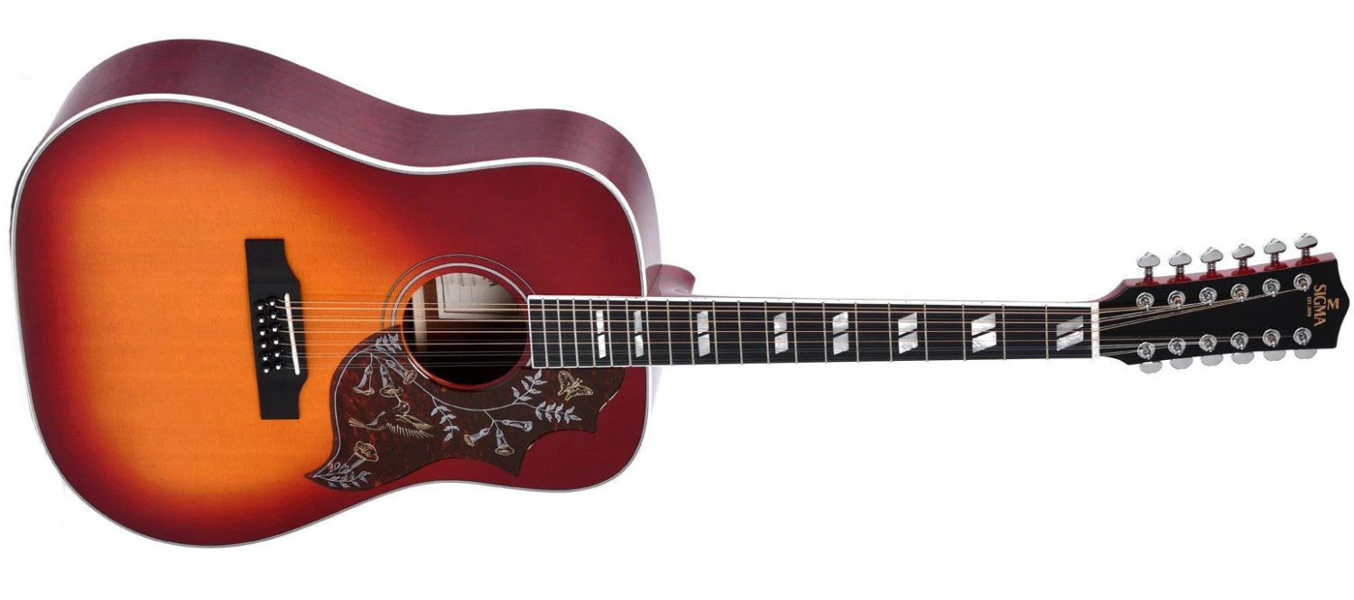 Sigma Guitars 12-String Dreadnought Acoustic Guitar With Case, Vintage Cherry Sunburst DM12-SG5 1 Sigma Guitars 12-String Dreadnought Acoustic Guitar With Case, Vintage Cherry Sunburst DM12-SG5