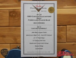 Fender Custom Shop 1963 Telecaster Relic Lake Placid Blue 9231999802 -L.A MUSIC Instruments Good 7 87131.1443112061.1280.1280