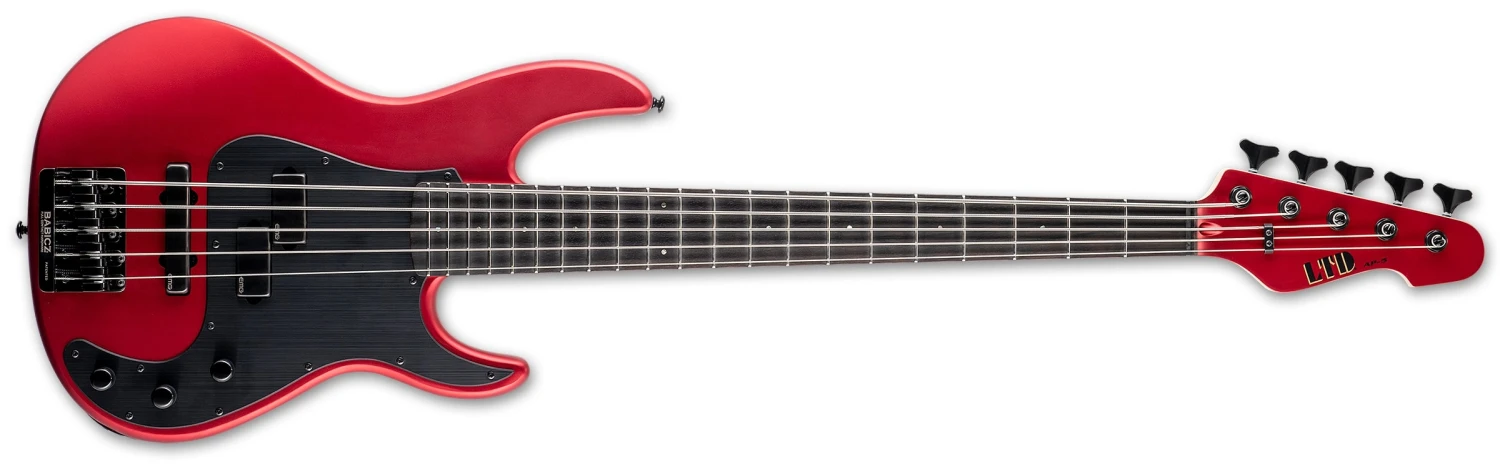 ESP LTD AP-5 5-String Electric Bass, Candy Apple Red Satin LAP5CARS 1 ESP LTD AP-5 5-String Electric Bass, Candy Apple Red Satin LAP5CARS