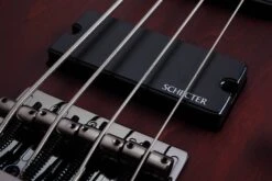 Schecter Omen Series OMEN-4-WSN Walnut Satin 4 String Bass With Schecter Diamond Bass 2091-SHC -L.A MUSIC Instruments OMEN 204 20WSN 20BRIDGE 20PICKUP 20CLOSE