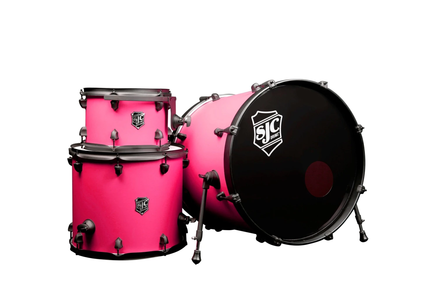 SJC Drums Pathfinder Series 3-piece Shell Pack, Mad Magenta Black PFK322FBMMWBJ 1 SJC Drums Pathfinder Series 3-piece Shell Pack, Mad Magenta Black PFK322FBMMWBJ