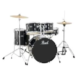 Pearl Roadshow RS505CC31 5 PIECE COMPLETE DRUM SET With Stands And CymBALS JET BLACK
