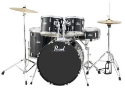 Pearl Roadshow 5 Piece Drum Set With 22" Bass Drum, Hardware & Cymbals, Jet Black RS525SCC31
