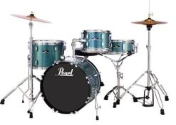 Pearl Roadshow Complete 4 Piece Drum Set With 18 Inch Bass Drum, Hardware And Cymbals, Aqua Blue Glitter RS584CC703