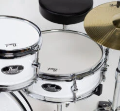 Pearl Junior 5-Piece Drum Set W/ 16" Bass Drum, Hardware & Cymbals, Pure White Pearl Junior 5-Piece Drum Set W/ 16" Bass Drum, Hardware & Cymbals, Pure White RSJ465CC33 -L.A MUSIC Instruments RSJ465CC33 hqw SnareZoom