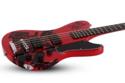Schecter Simon Gallup Ultra Spitfire Electric Bass In Red 2266-SHC -L.A MUSIC Instruments SIMON GALLUP RED 2266 MF TILT