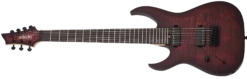 Schecter Sunset-7 Extreme 7 String Left Handed Electric Guitar, Satin Scarlet Burst 2577-SHC