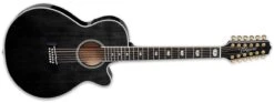 Takamine Thinline Solid Spruce Top 12 String Acoustic Guitar With Case, See-Through Black TSP158C-12-SBL