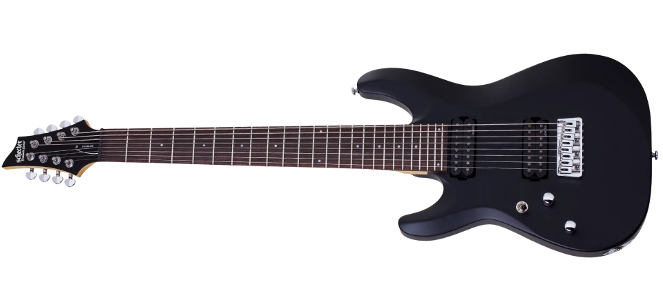 Schecter Left Handed C-8 DELUXE-LH-SBK Satin Black 8 String Guitar With Schecter Diamond Plus 442-SHC 1 Schecter Left Handed C-8 DELUXE-LH-SBK Satin Black 8 String Guitar With Schecter Diamond Plus 442-SHC