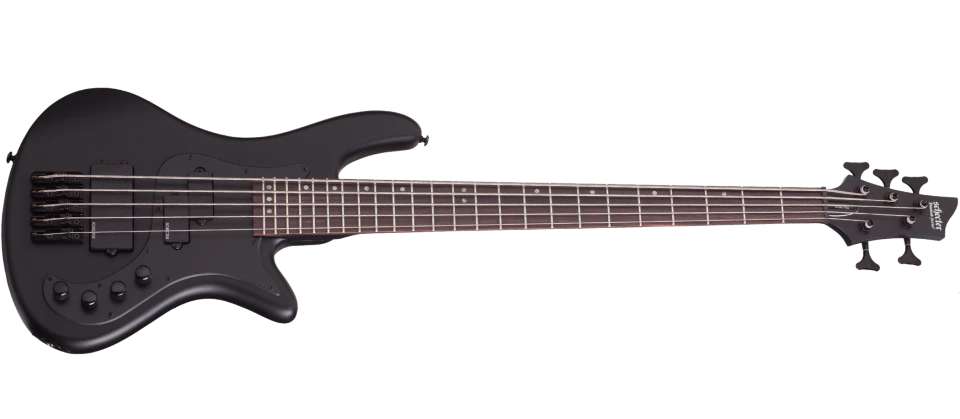 Schecter STILETTO-STEALTH-5-SBK Satin Black 5 String Bass W Diamond P And SuperRock MM 2523-SHC 1 Schecter STILETTO-STEALTH-5-SBK Satin Black 5 String Bass W Diamond P And SuperRock MM 2523-SHC